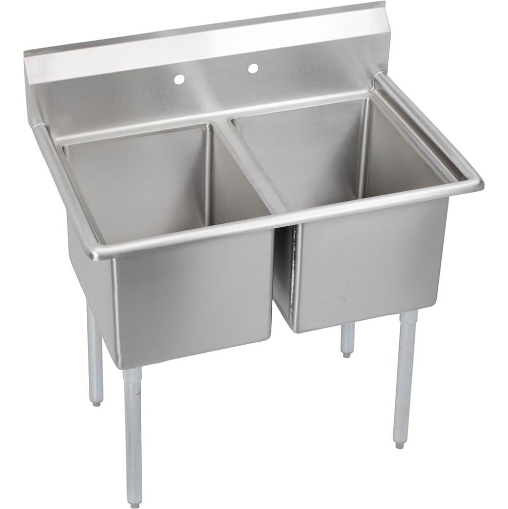Elkay Dependabilt Stainless Steel 39'' x 25-13/16'' x 43-3/4'' 18 Gauge Two Compartment Sink with Stainless Steel Legs