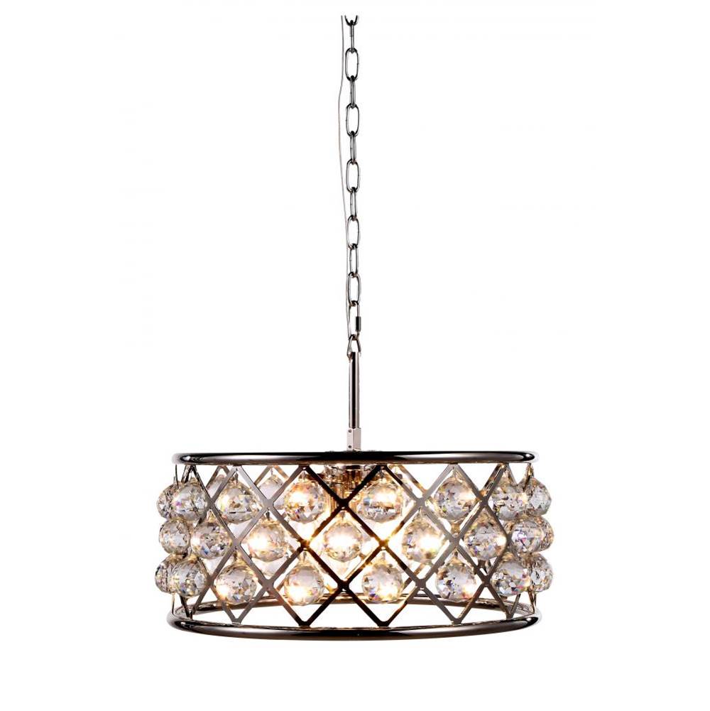 Elegant Lighting 1214 Madison Collection Pendant Lamp D:20in H:9in Lt:5 Polished Nickel Finish Royal Cut Crystal (Cle