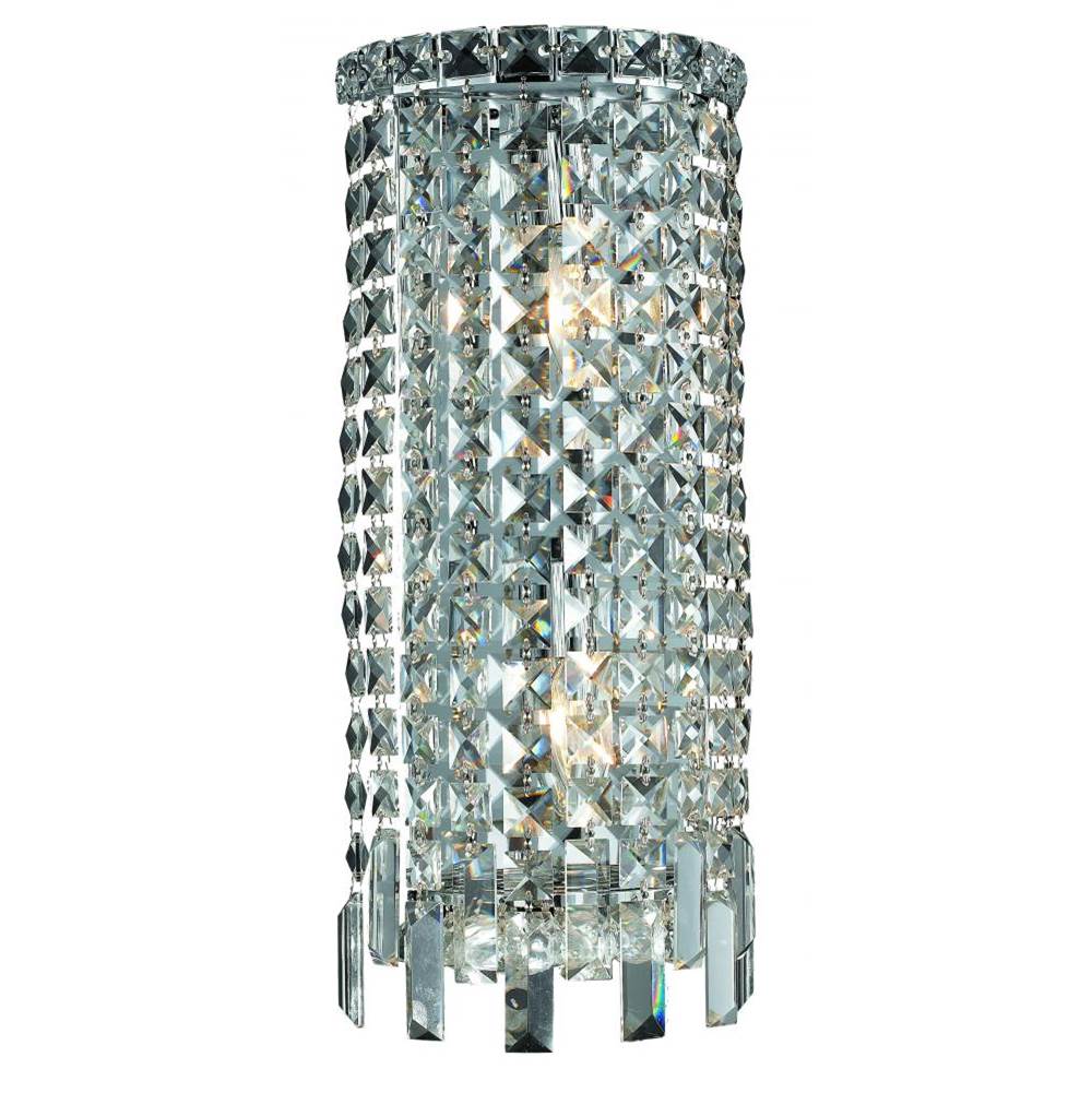Elegant Lighting Maxime 2 Light Chrome Wall Sconce Clear Royal Cut Crystal