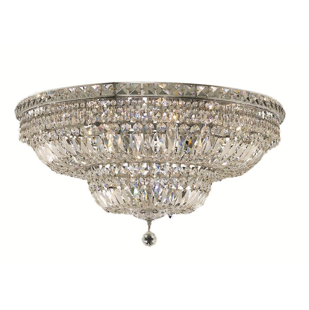 Elegant Lighting Tranquil 18 Light Chrome Flush Mount Clear Royal Cut Crystal