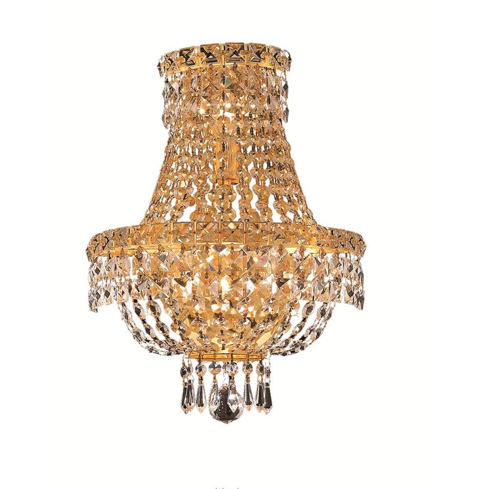 Elegant Lighting Tranquil 3 Light Gold Wall Sconce Clear Royal Cut Crystal