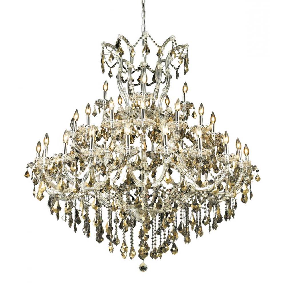 Elegant Lighting Maria Theresa 41 Light Chrome Chandelier Golden Teak (Smoky) Royal Cut Crystal