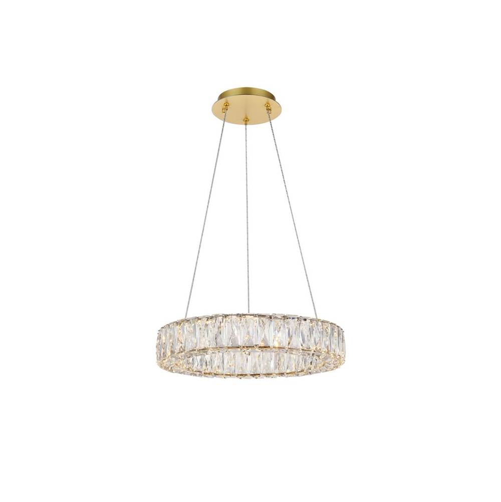 Elegant Lighting Monroe Integrated Led Chip Light Gold Pendant Clear Royal Cut Crystal