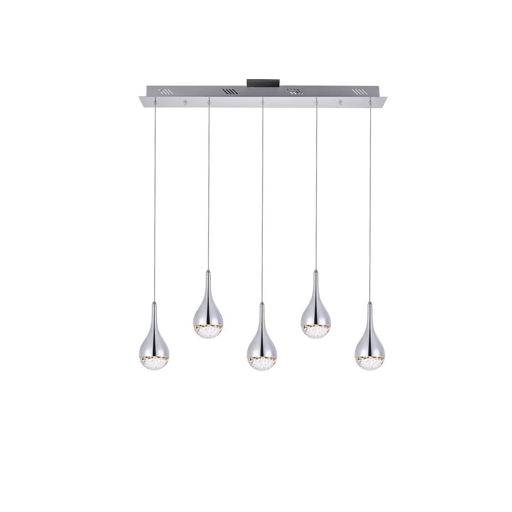 Elegant Lighting Amherst Collection LED 5-light chandelier 34in x 4in x 9in chrome finish
