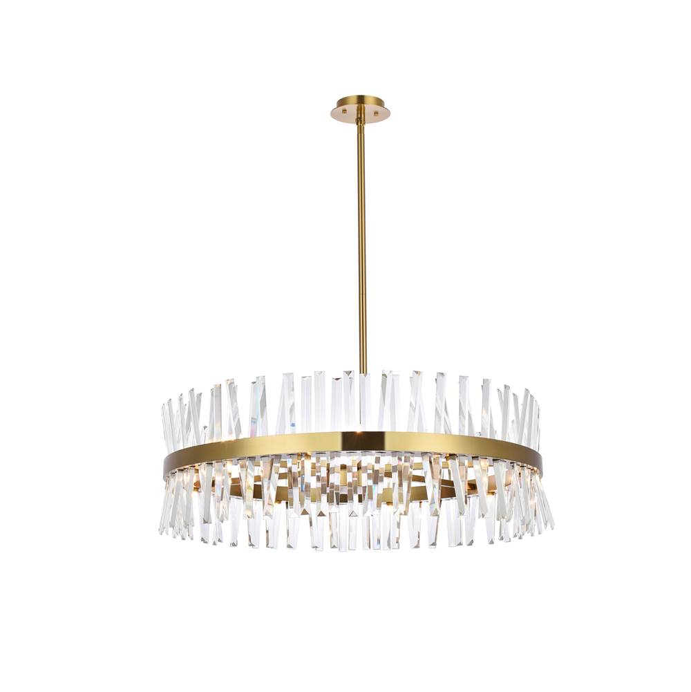 Elegant Lighting Serephina 36 Inch Crystal Round Chandelier Light In Satin Gold