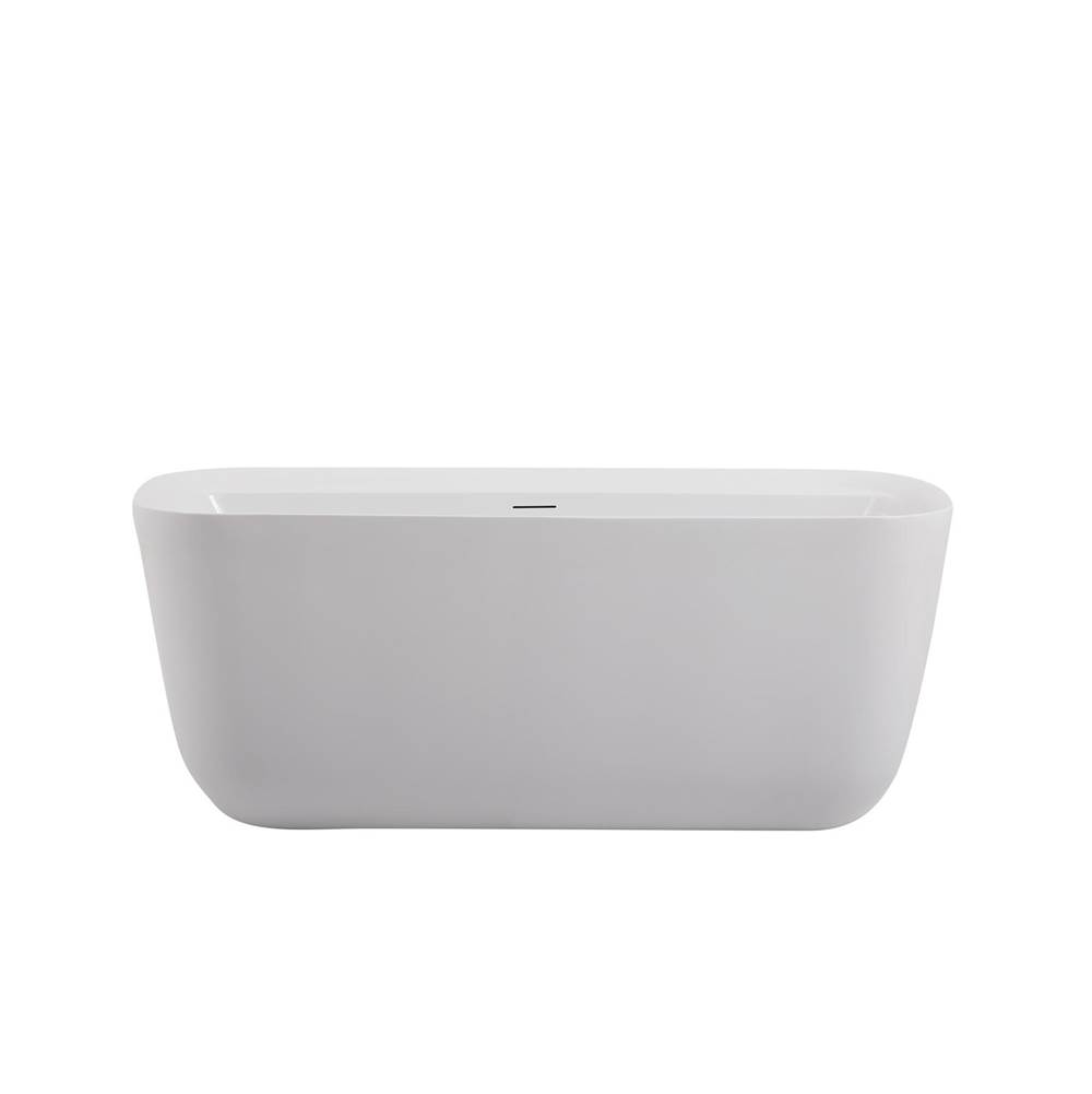 Elegant Lighting 59 inch soaking bathtub in glossy white