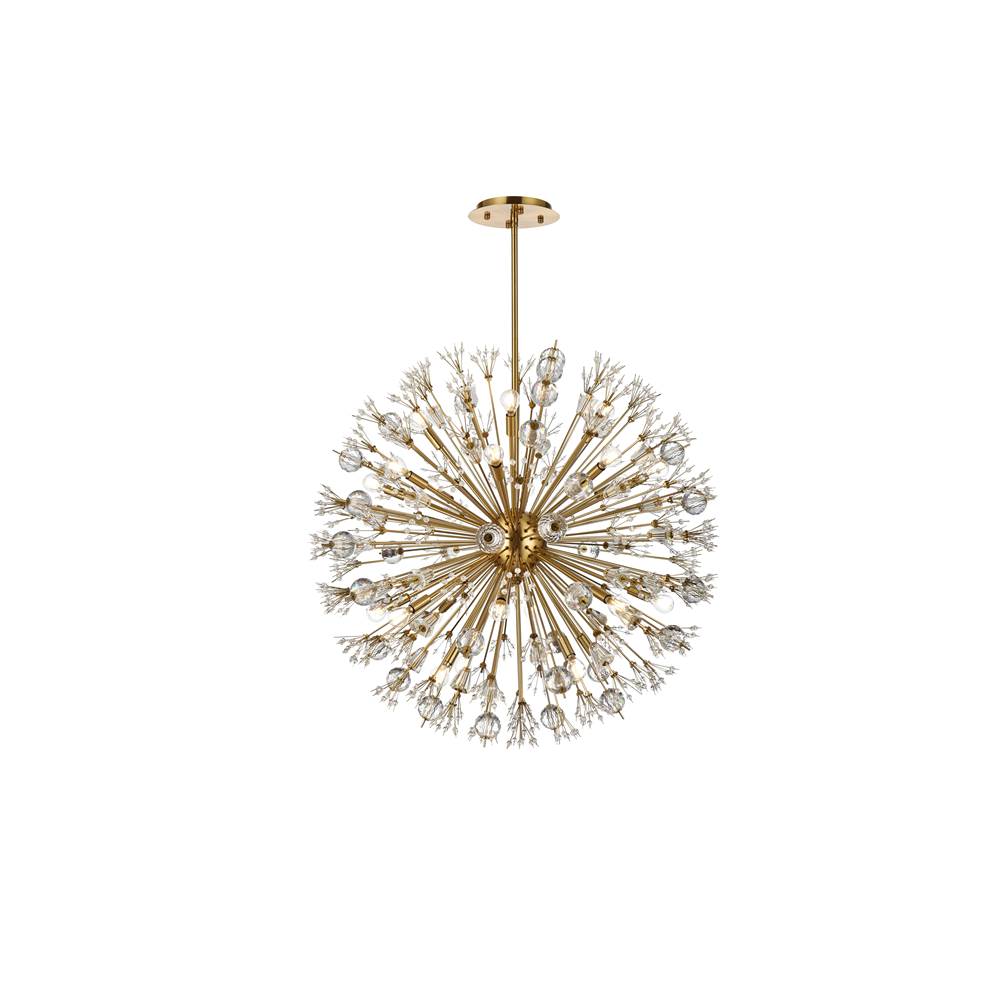 Elegant Lighting Vera 38 Inch Crystal Starburst Round Pendant In Gold