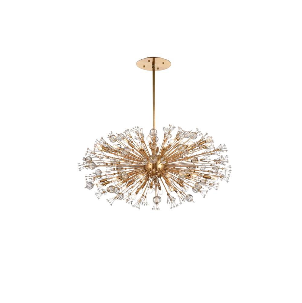 Elegant Lighting Vera 48 Inch Crystal Starburst Oval Pendant In Gold