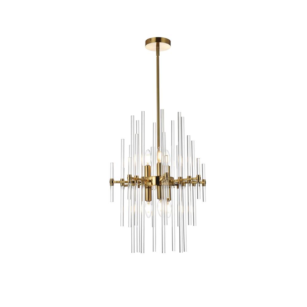 Elegant Lighting Sienna 17 Inch Crystal Rod Pendant In Gold