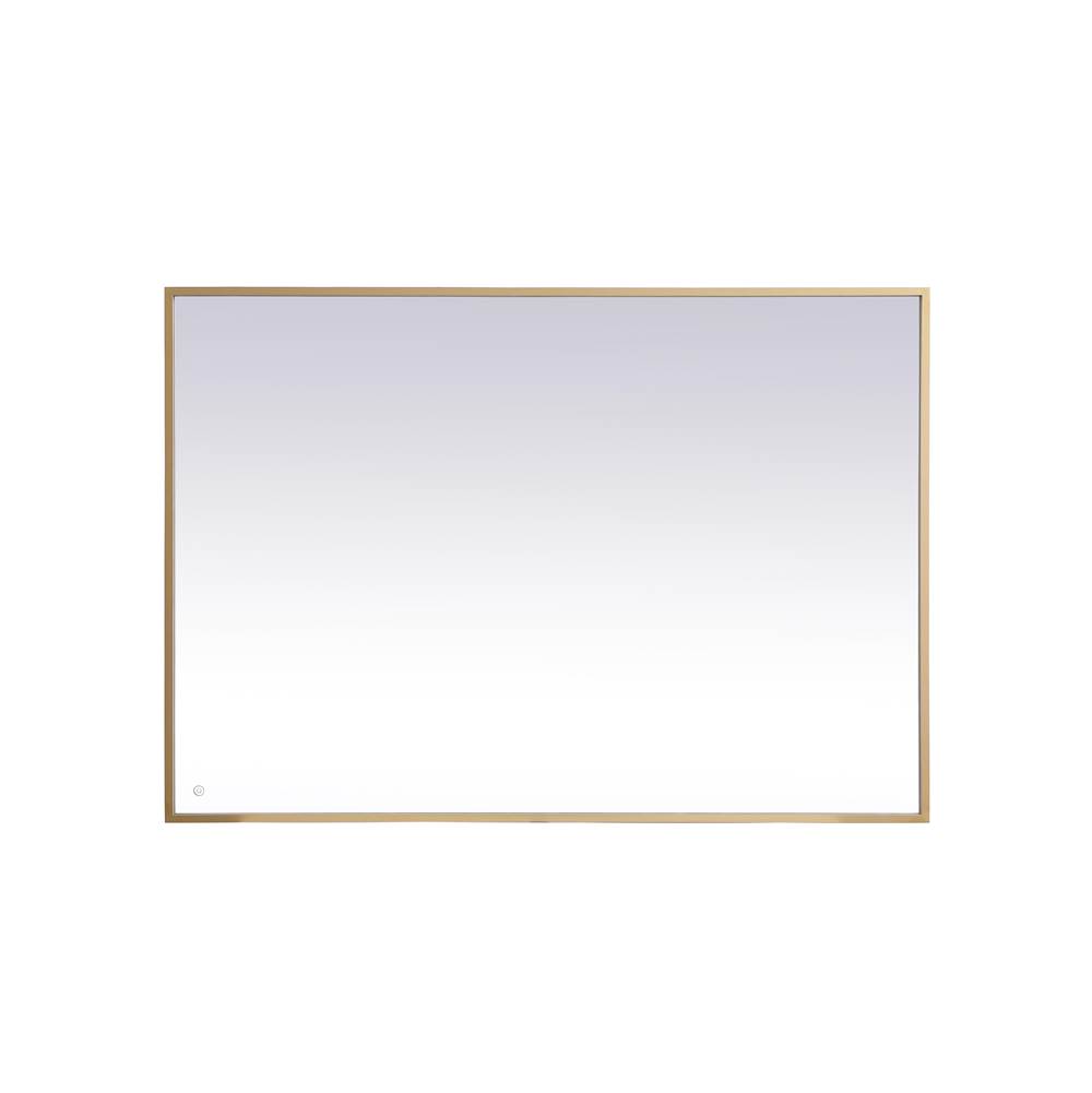 Elegant Lighting Pier 42X60 Inch Led Mirror With Adjustable Color Temperature 3000K/4200K/6400K In Brass