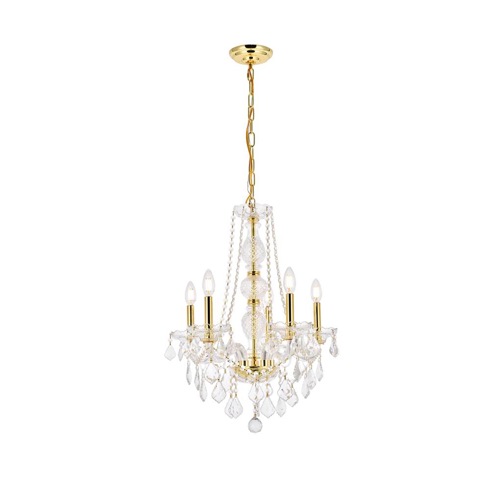 Elegant Lighting Verona 5 light Gold Chandelier Clear Royal Cut Crystal