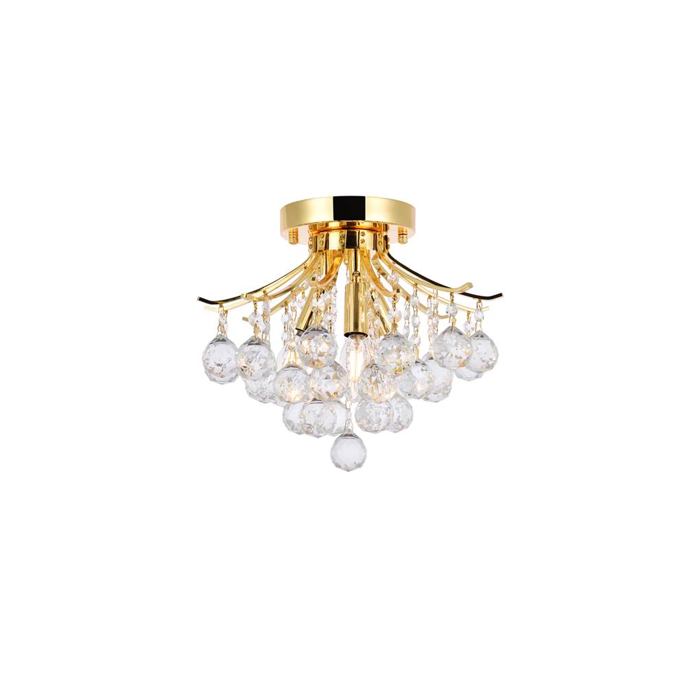 Elegant Lighting Toureg 3 Light Gold Flush Mount Clear Royal Cut Crystal