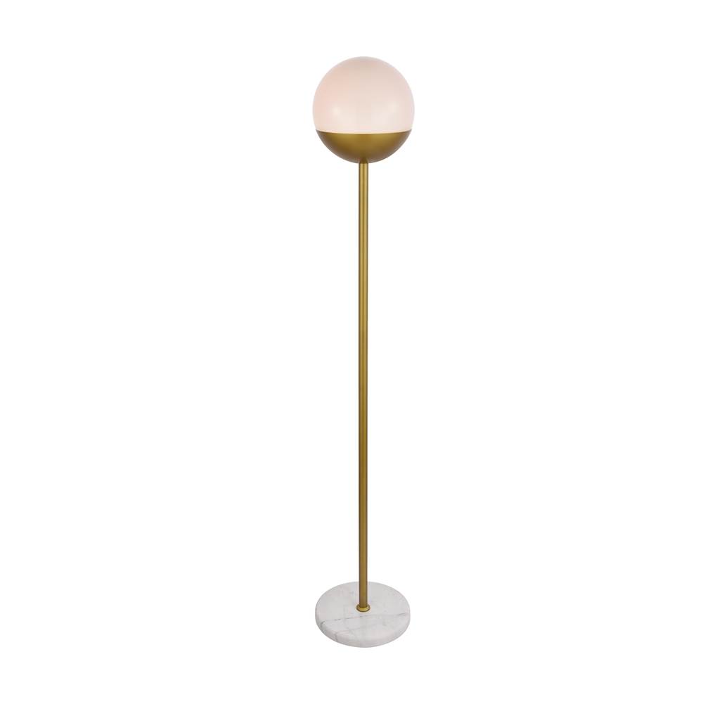 Elegant Lighting Eclipse 1 Light Brass Floor Lamp With Frosted White Glass