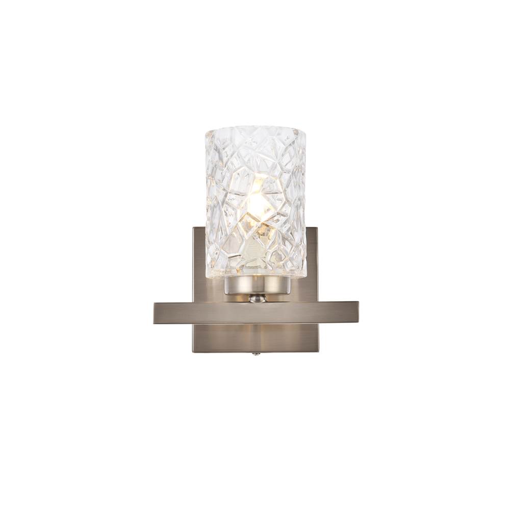 Elegant Lighting Cassie 1 light bath sconce in stain nickel with clear shade