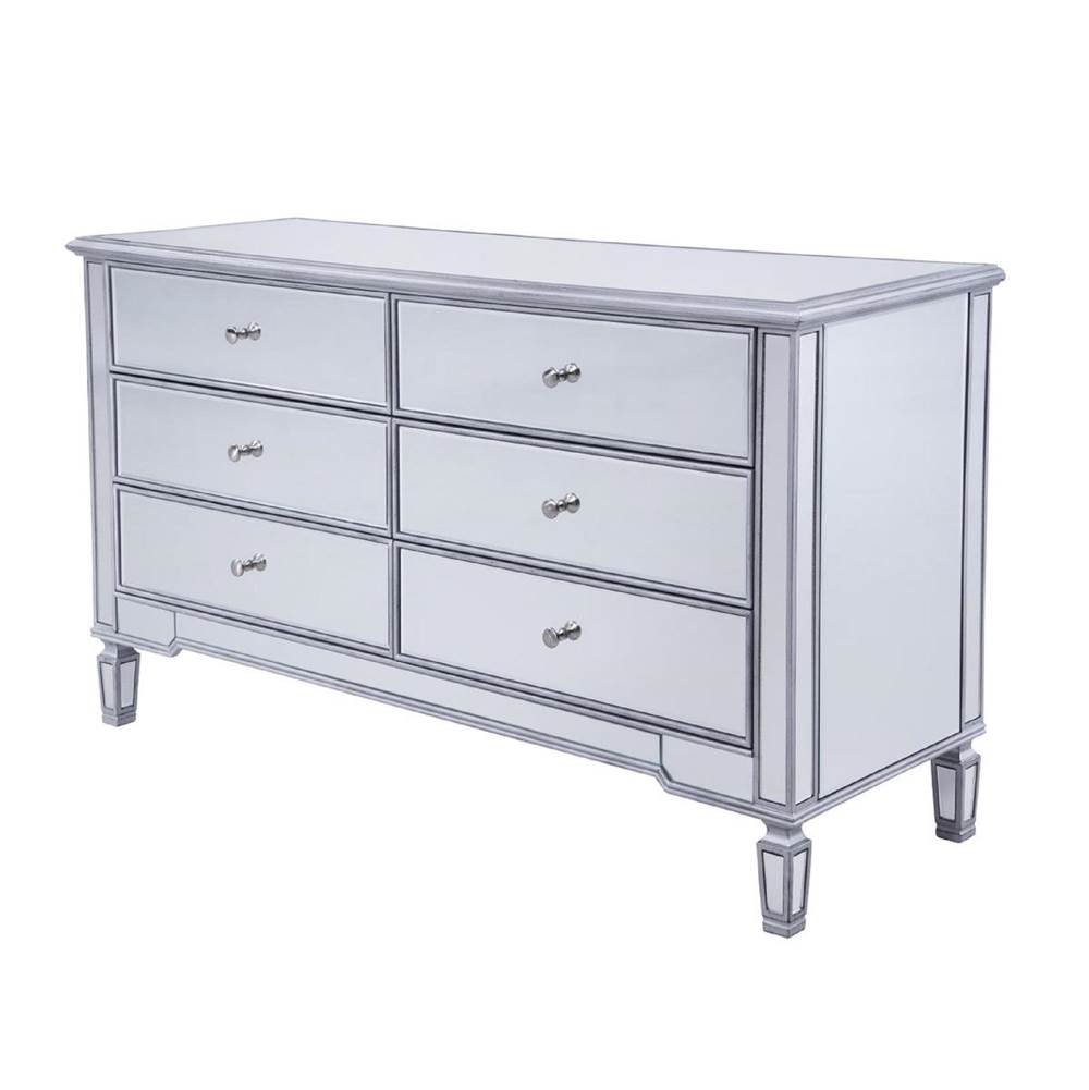 Elegant Lighting 6 Drawers Cabinet 60 In. X 20 In. X 34 In. In Silver Paint