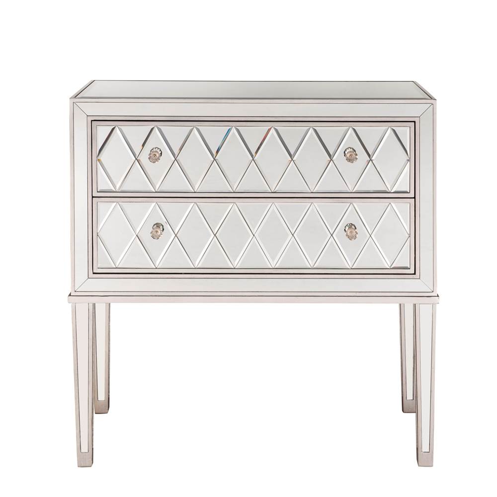 Elegant Lighting Nightstand 2 Drawers 34In. W X 16In. D X 34In. H In Antique Silver Paint