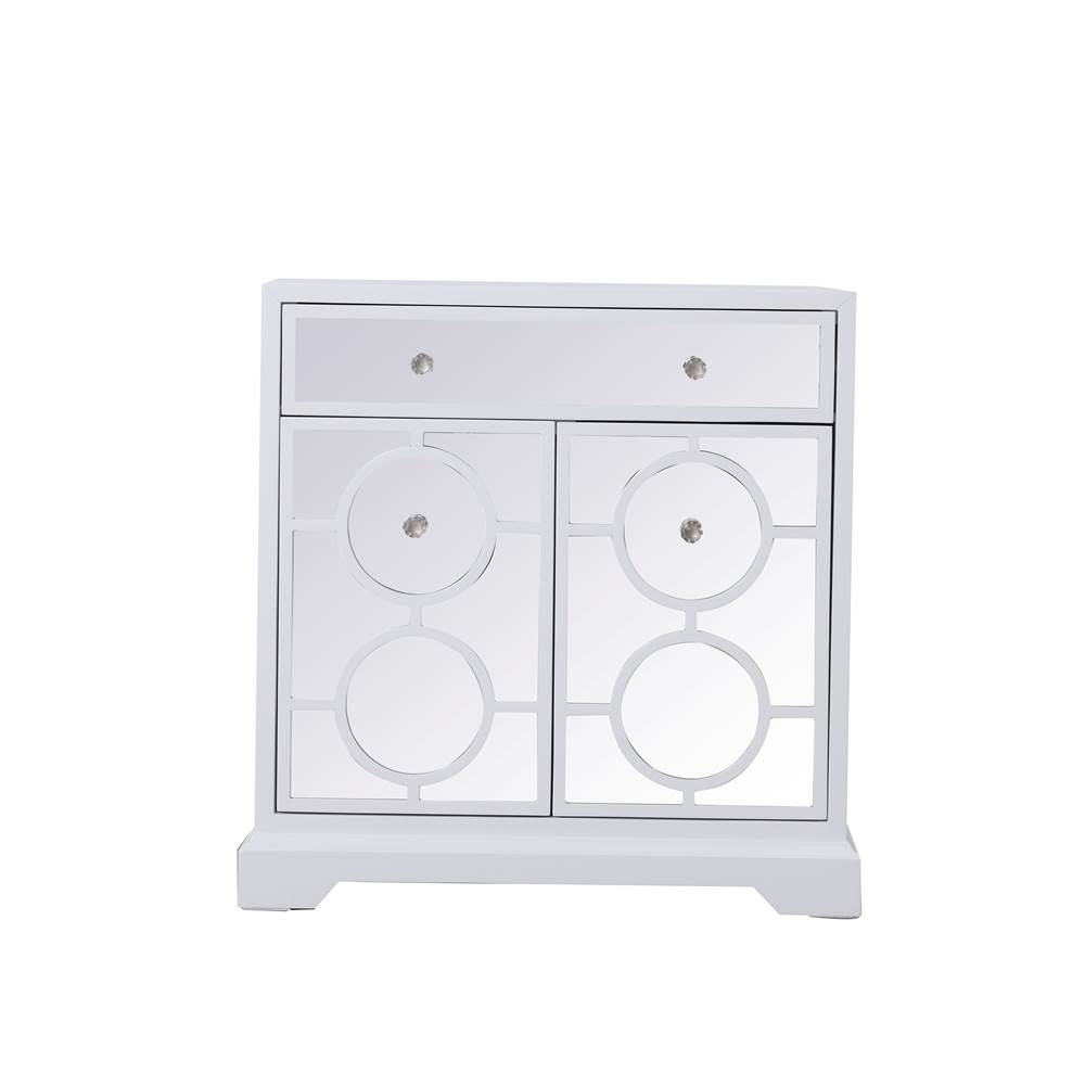 Elegant Lighting 32 In. Mirrored Cabinet In White