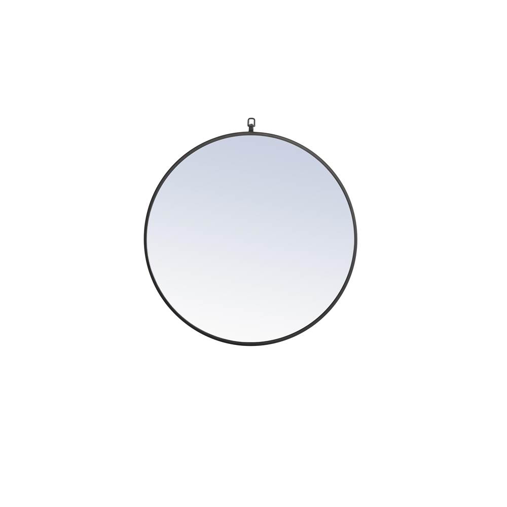 Elegant Lighting Metal Frame Round Mirror With Decorative Hook 28 Inch Black Finish