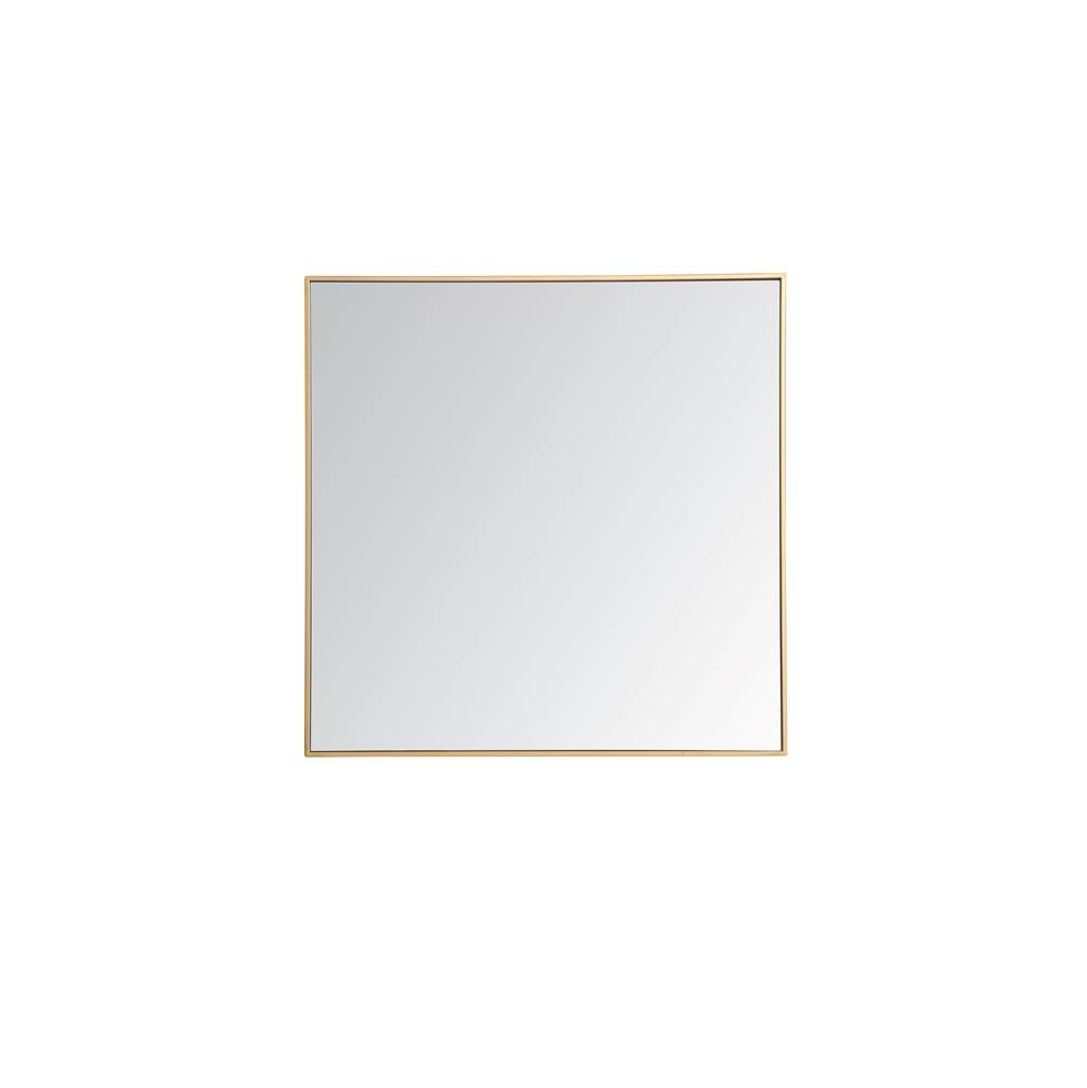 Elegant Lighting Metal frame square mirror 36 inch in Brass
