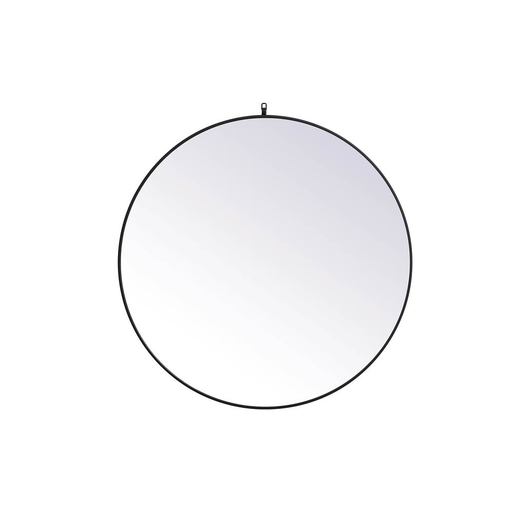 Elegant Lighting Metal Frame Round Mirror With Decorative Hook 45 Inch In Black