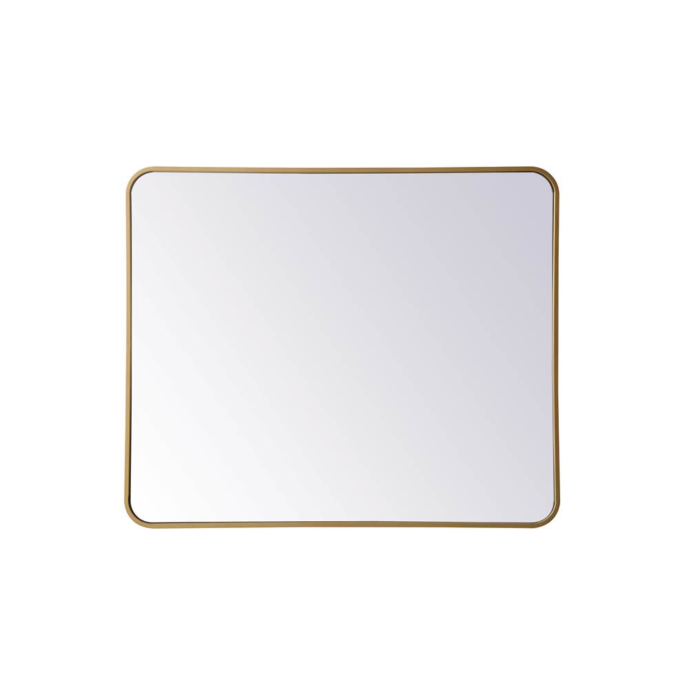 Elegant Lighting Evermore Soft Corner Metal Rectangular Mirror 30X36 Inch In Brass