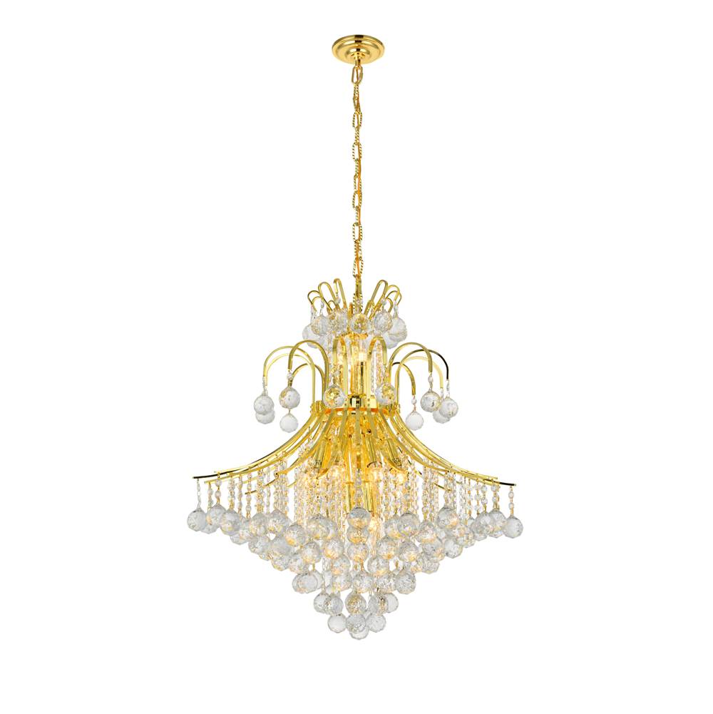 Elegant Lighting Toureg 15 Light Gold Chandelier Clear Royal Cut Crystal