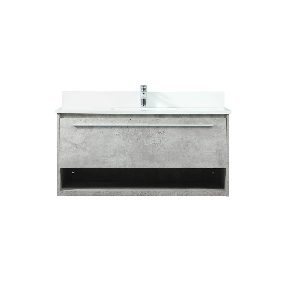 Elegant Lighting Roman 40 Inch Single Bathroom Vanity In Concrete Grey With Backsplash