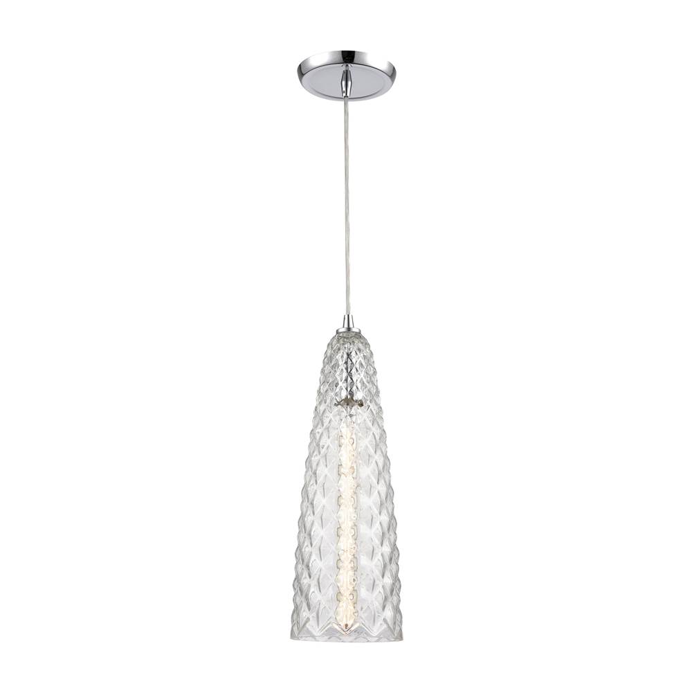 Elk Lighting Glitzy 1-Light Mini Pendant in Polished Chrome With Clear Glass