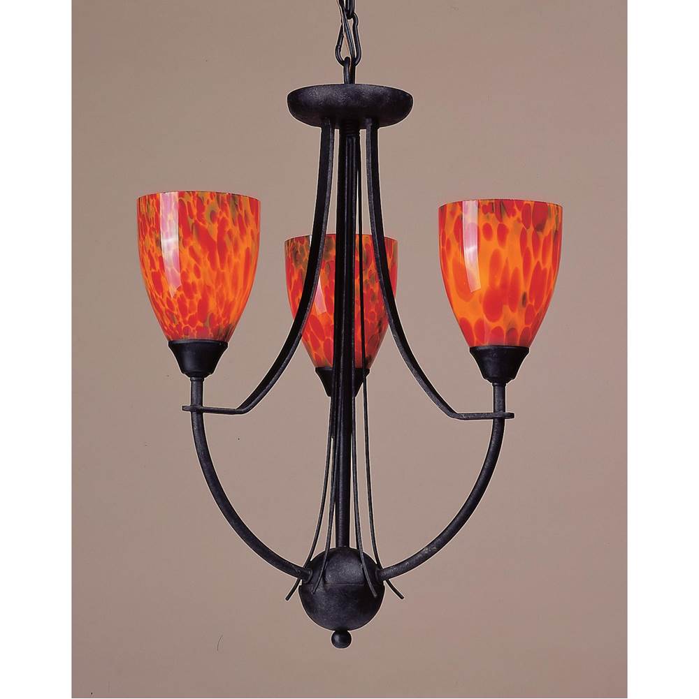 Elk Lighting Classico Collection Fire Red Glass 3 Light