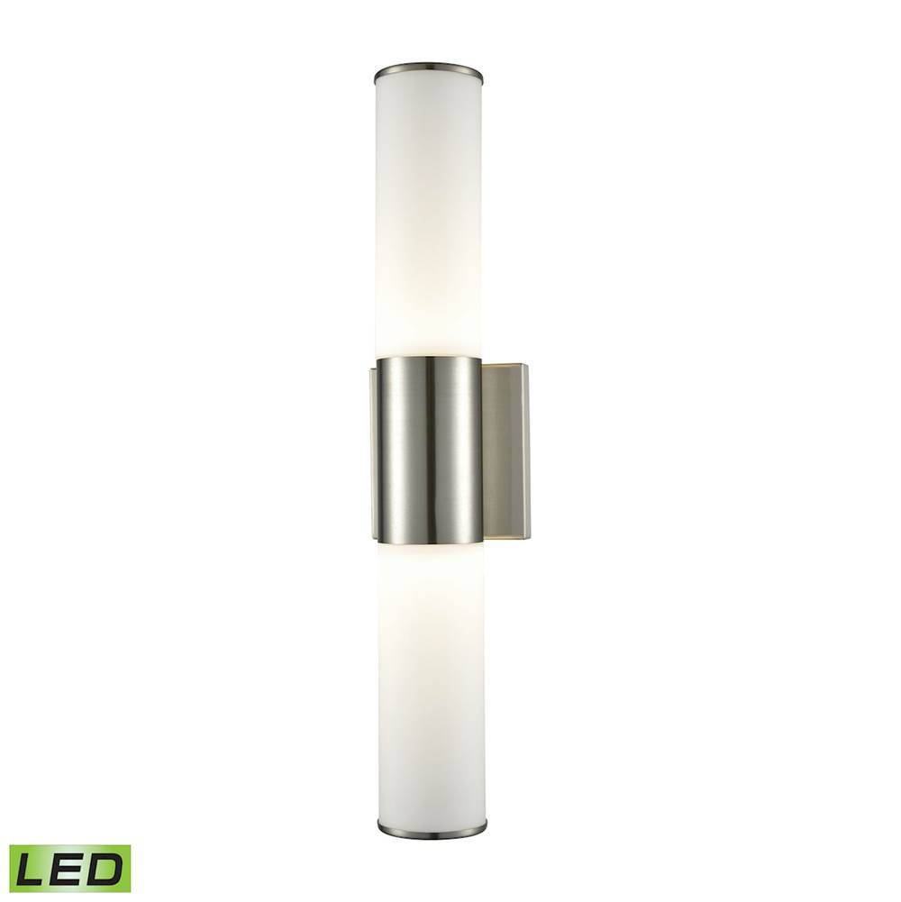 Elk Lighting Maxfield 2-Light Wall Lamp in Satin Nickel With Opal Glass - Integrated LED