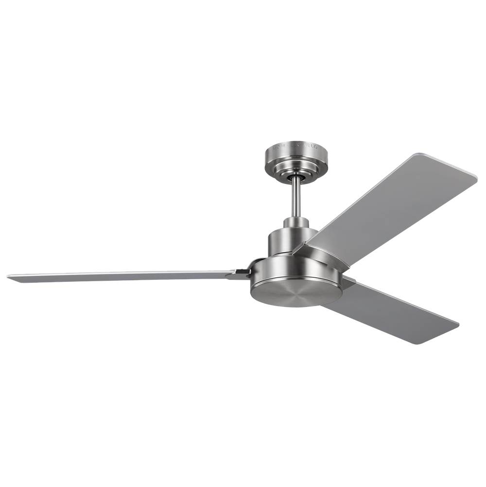 Generation Lighting Jovie 52'' Indoor/Outdoor Brushed Steel Ceiling Fan with Wall Control and Manual Reversible Motor