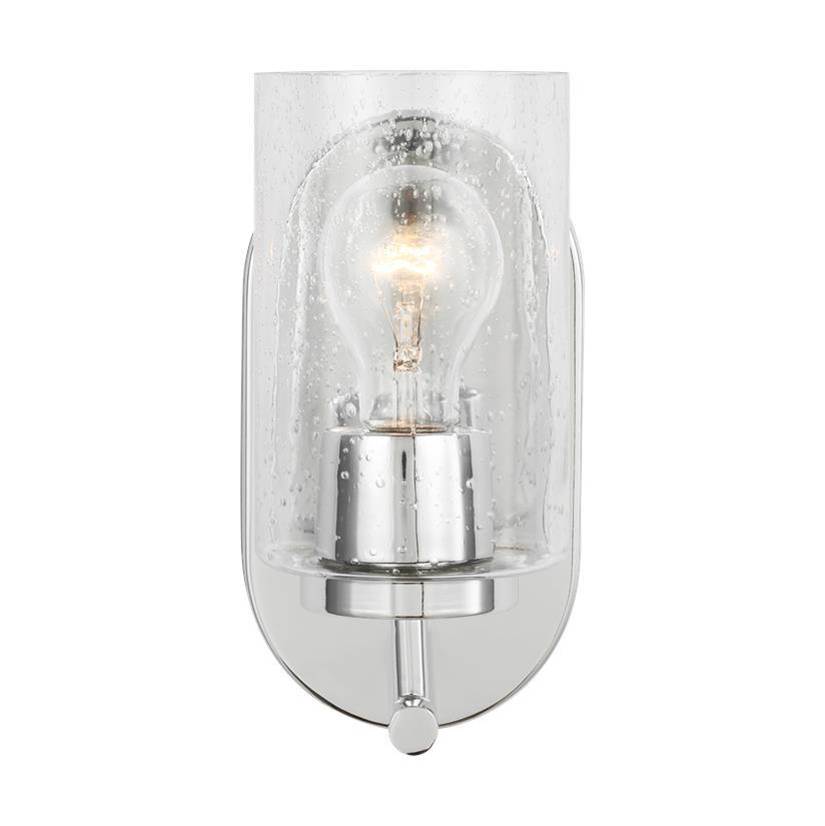 Generation Lighting Oslo Dimmable 1-Light Wall Bath Sconce In A Chrome Finish With Clear Seeded Glass Shade