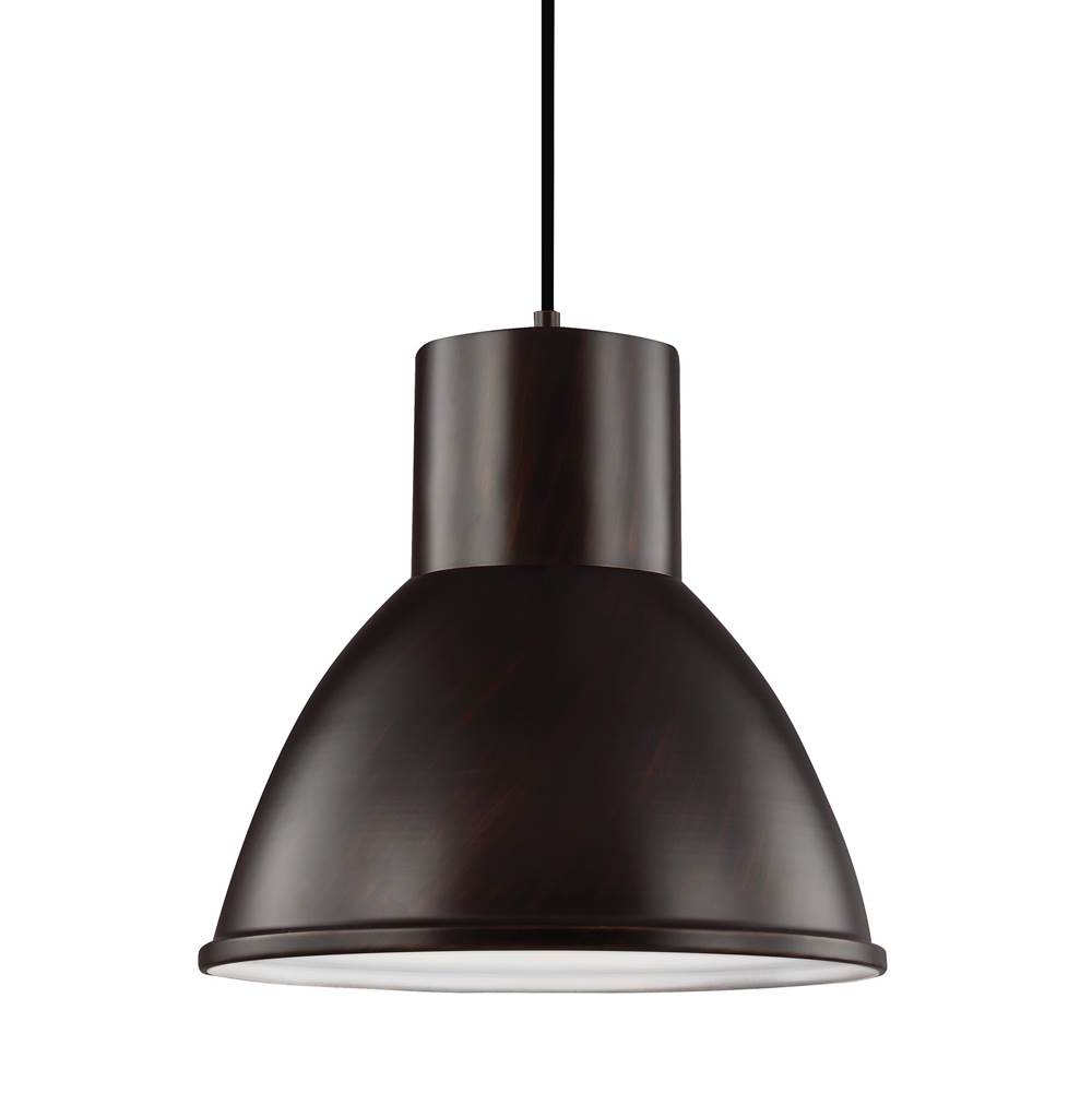 Generation Lighting Division Street Contemporary 1-Light Indoor Dimmable Ceiling Hanging Single Pendant Light In Bronze Finish