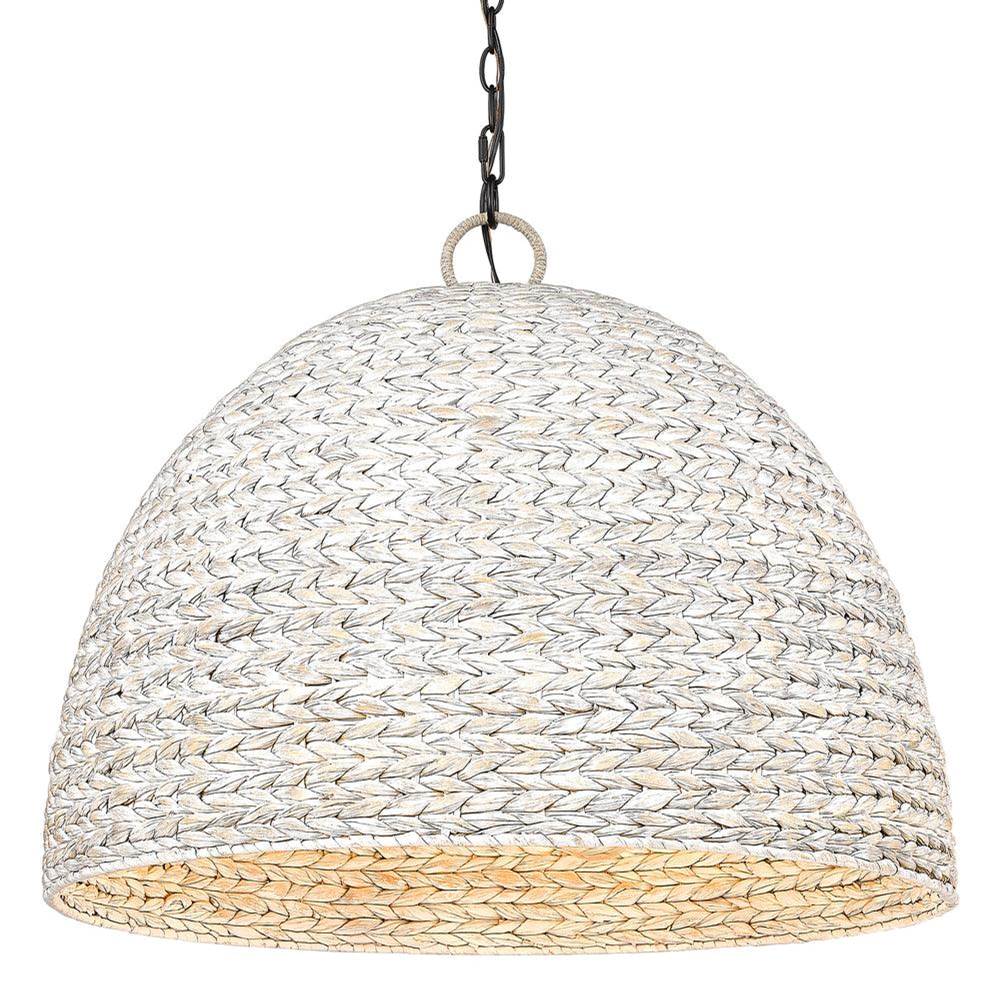 Golden Lighting Rue 8 Light Pendant in Matte Black with Painted Sweet Grass Shade