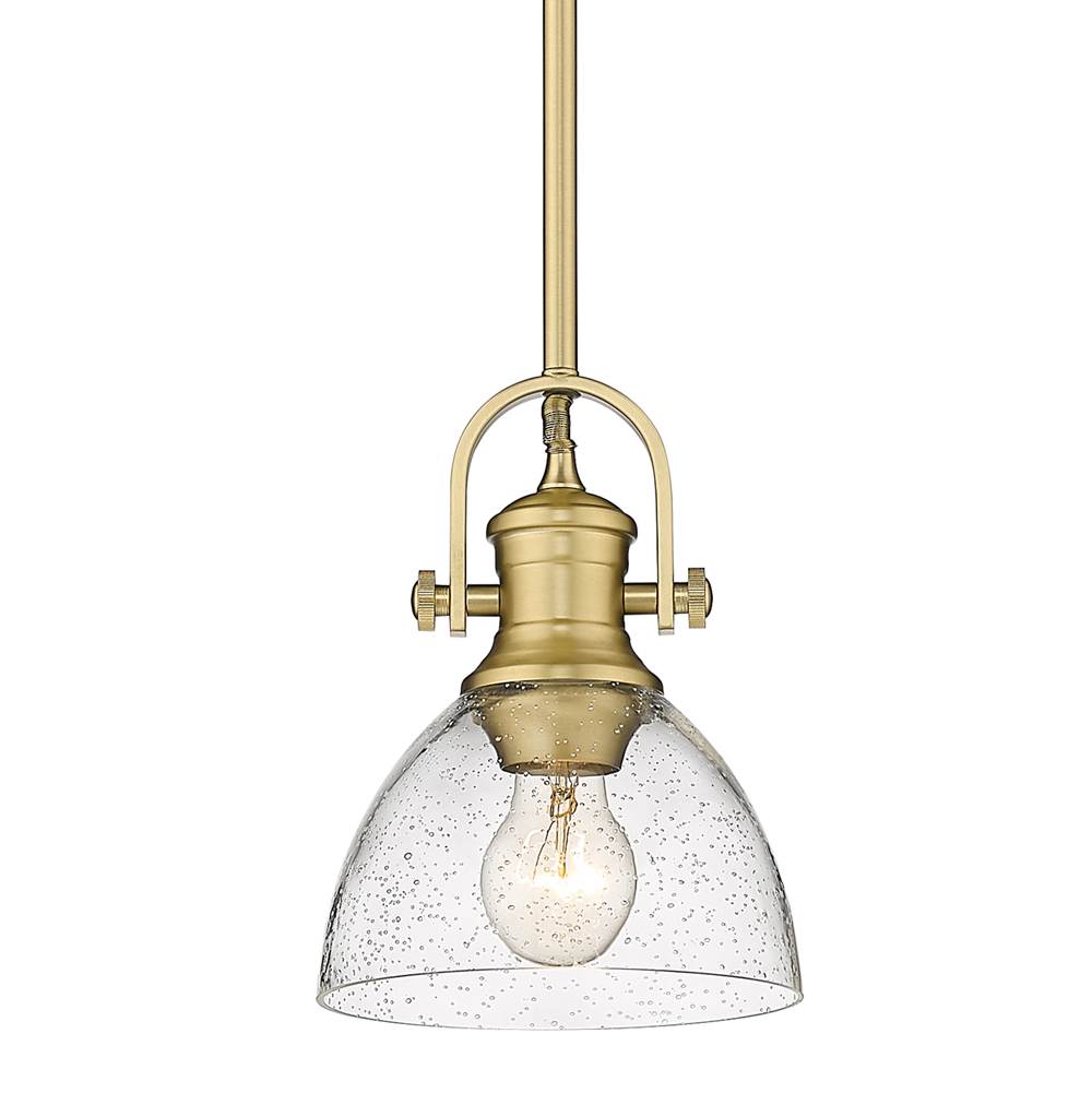 Golden Lighting Hines Mini Pendant in Brushed Champagne Bronze with Seeded Glass Shades