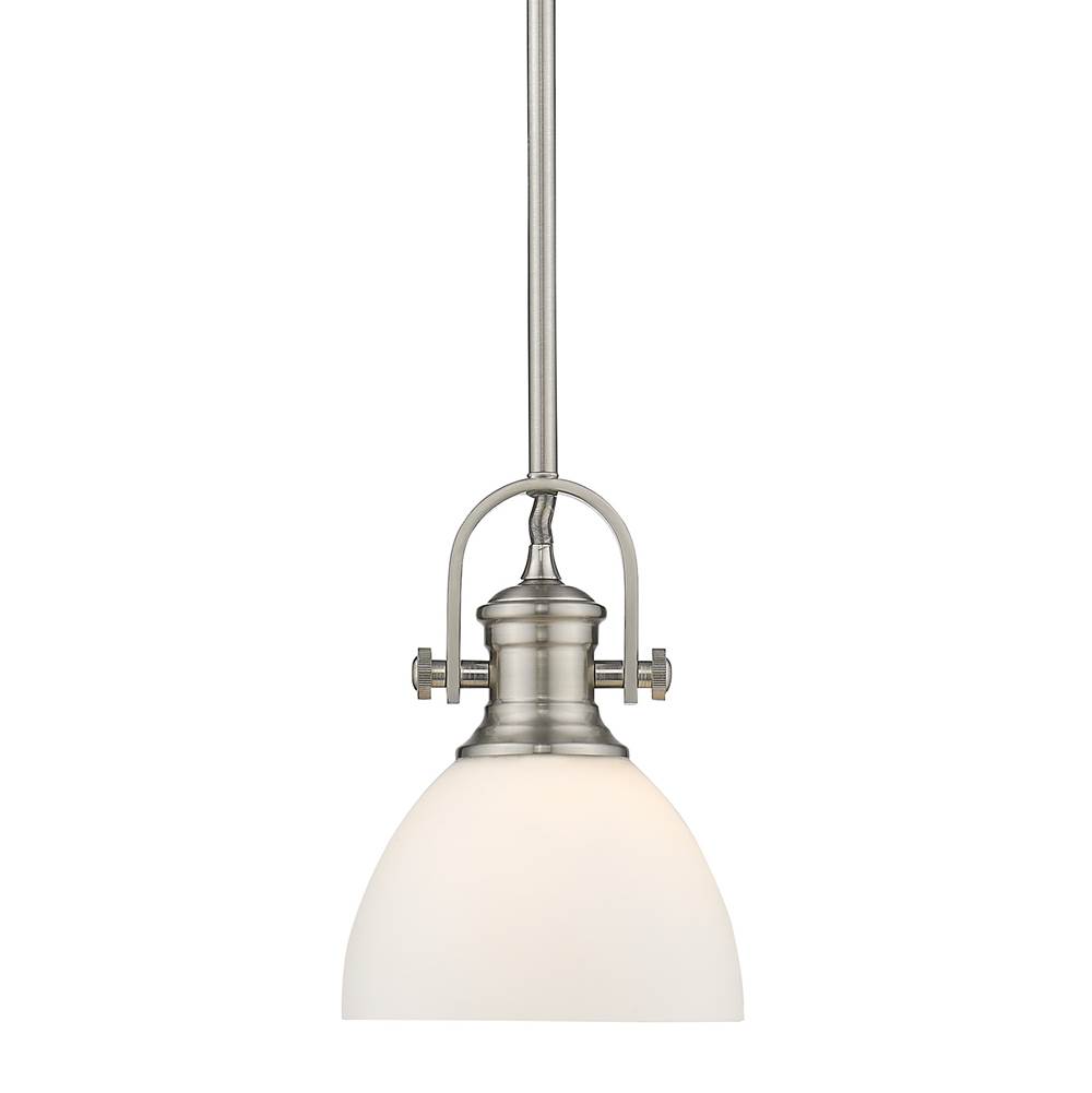 Golden Lighting Hines Mini Pendant in Pewter with Opal Glass