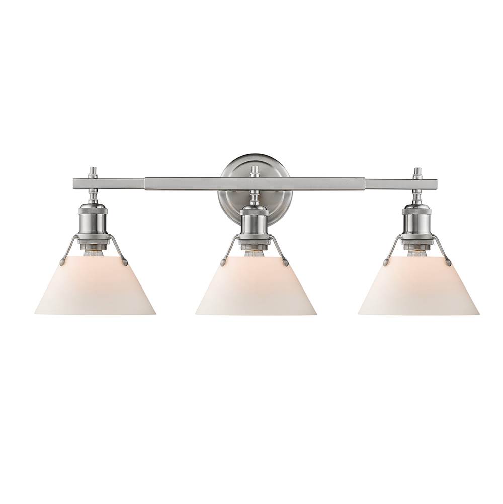 Golden Lighting Orwell PW 3 Light Bath Vanity in Pewter with Opal Glass Shades