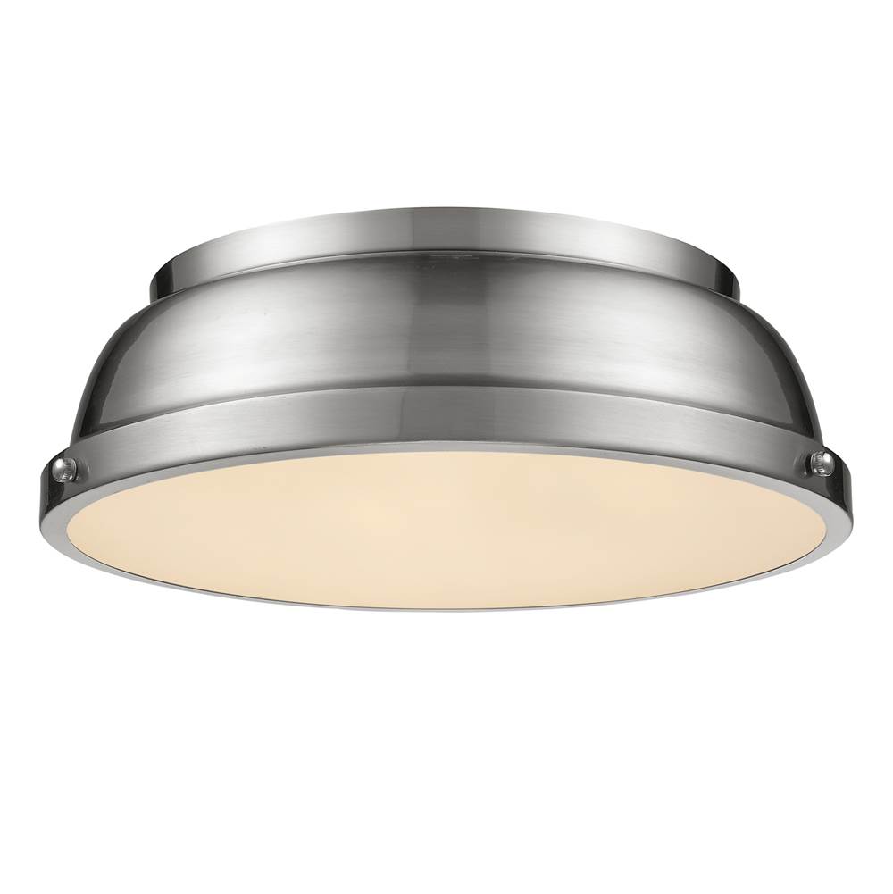 Golden Lighting Duncan 14'' Flush Mount in Pewter with a Pewter Shade