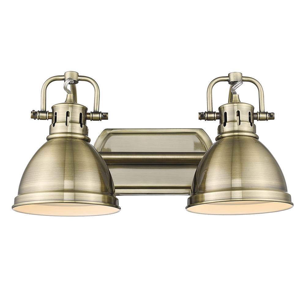 Golden Lighting Duncan 2 Light Bath Vanity in Aged Brass with Aged Brass Shades