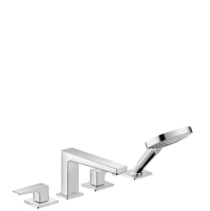 Hansgrohe Metropol 4-Hole Roman Tub Set Trim with Lever Handles and 1.75 GPM Handshower in Chrome