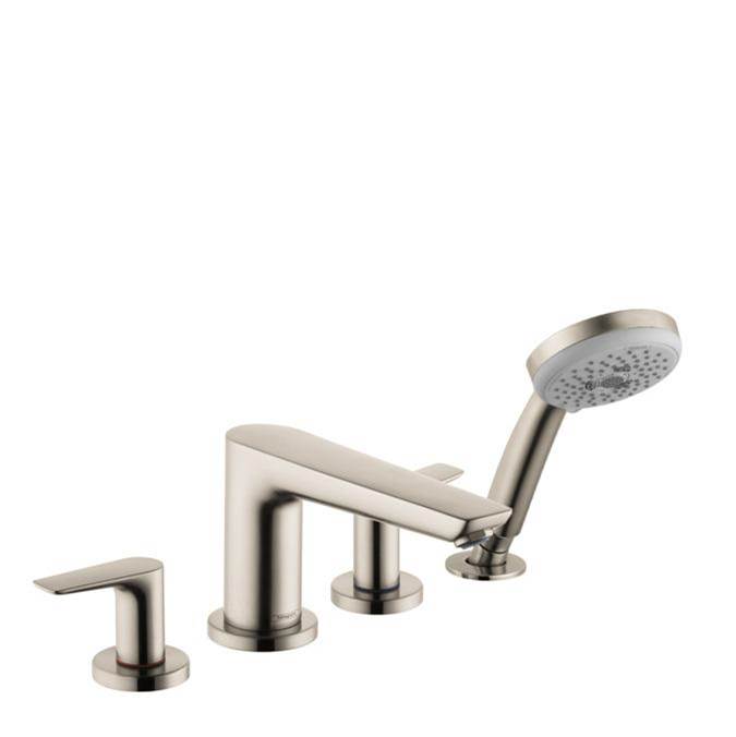 Hansgrohe Talis E 4-Hole Roman Tub Set Trim with 1.8 GPM Handshower in Brushed Nickel