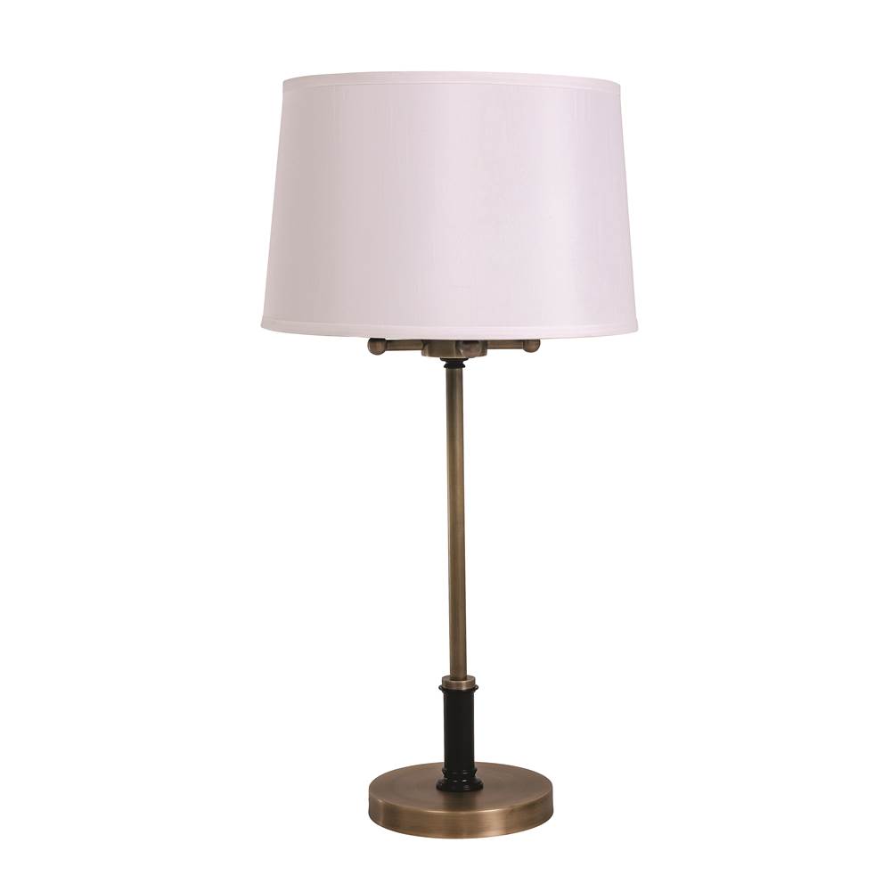 House Of Troy Alpine 4 Light Cluster Antique Brass/Black Table Lamp With White Silk Softback Shade
