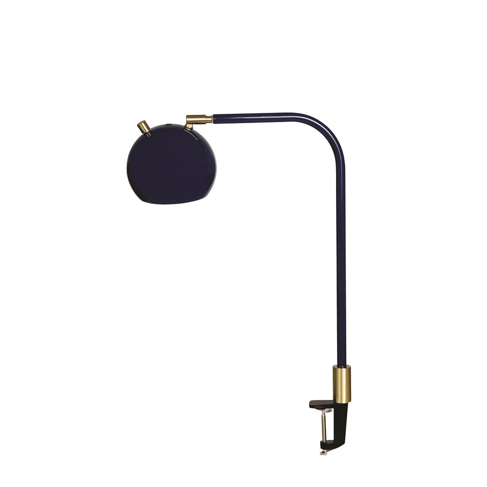 House Of Troy Aria Clip On Table Lamp Round Globe Navy Blue/Satin Brass
