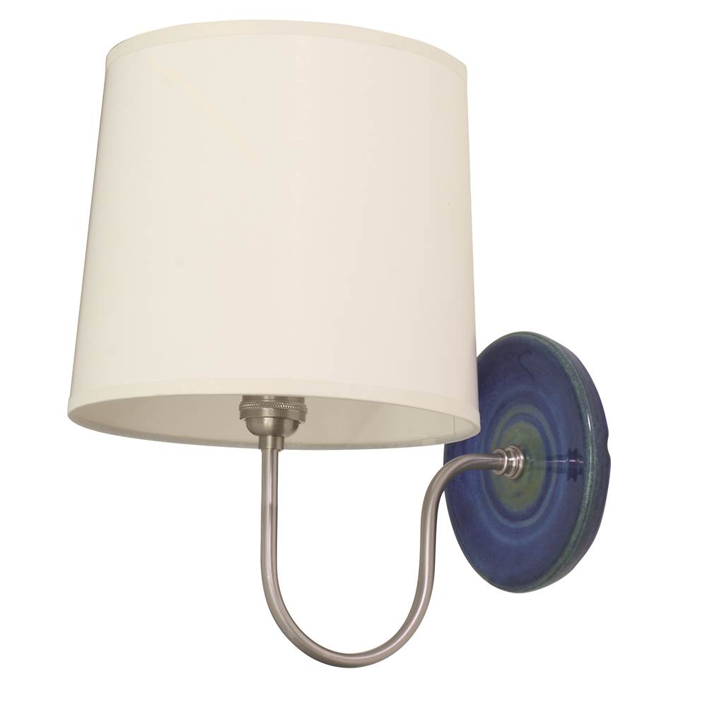 House Of Troy Scatchard Wall Lamp in Blue Gloss with Satin Nickel Accents