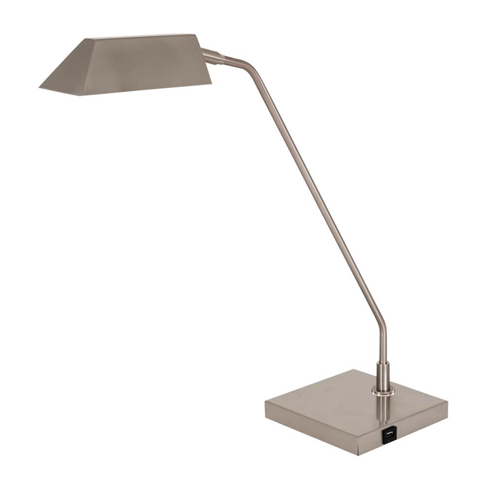 House Of Troy Newbury Table Lamp in Satin Nickel with USB Port
