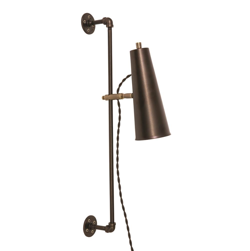 House Of Troy Norton Adjustable LED Wall Lamp in Chestnut Bronze with Antique Brass Accents