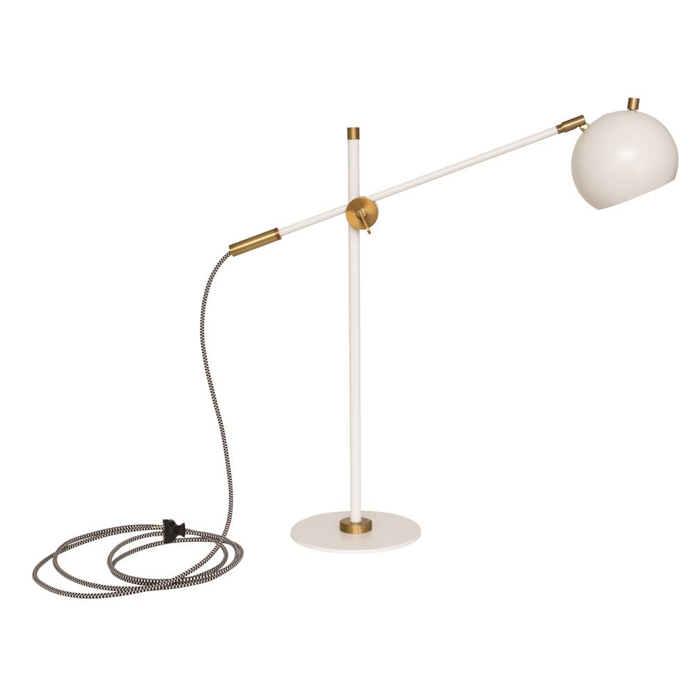 House Of Troy Orwell LED Counterbalance Table Lamp in White with Weathered Brass Accents