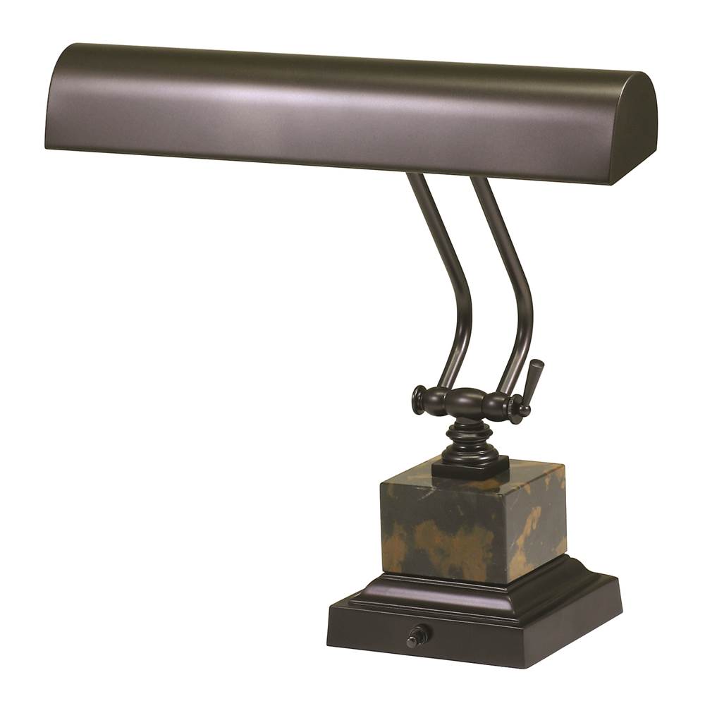 House Of Troy Desk/Piano Lamp 14'' Mahogany Bronze with Black and Tan Marble
