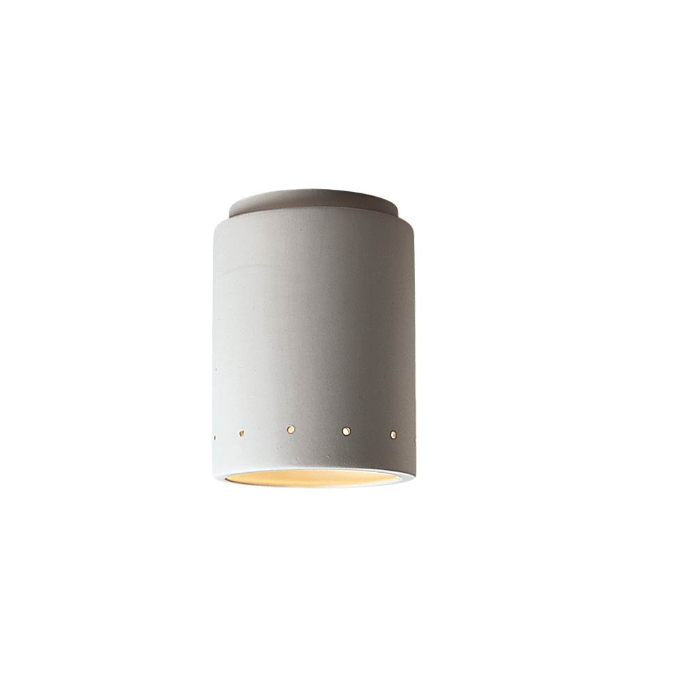Justice Design Cylinder w/ Perfs Flush-Mount  in Midnight Sky with Matte White internal finish