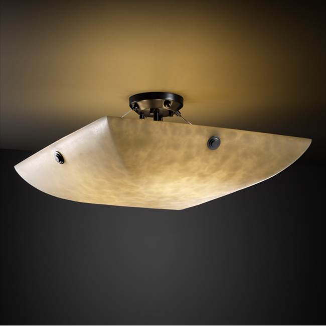 Justice Design 36'' LED Semi-Flush Bowl w/ Concentric Circles Finials